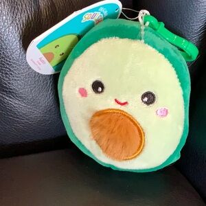 Squishmallows Austin 3.5” Clip Green and Fuzzy Brown Pit Avocado Fruit Squad